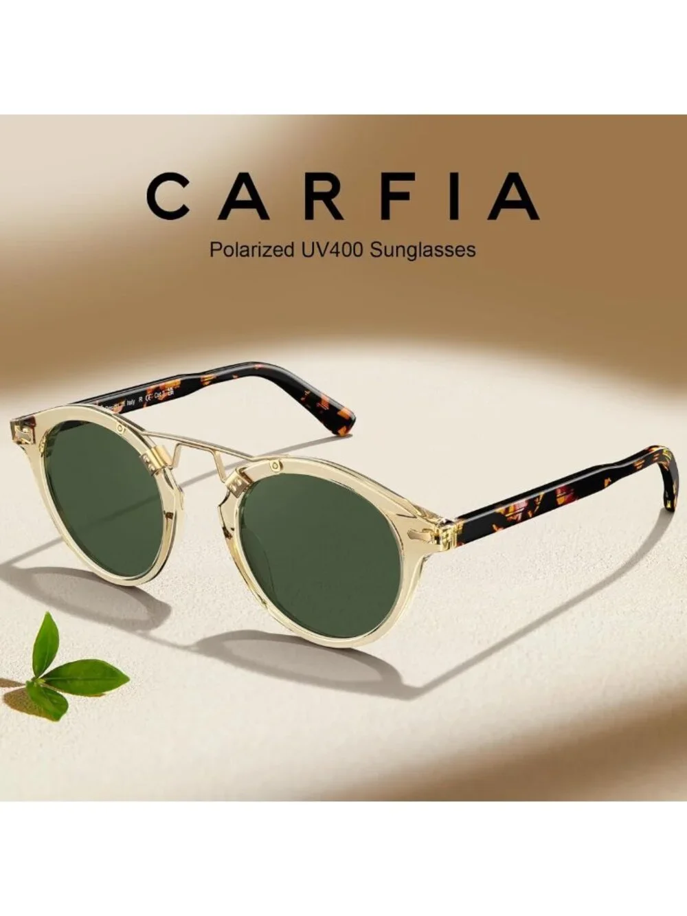 Retro Double Bridge Polarized Women's Sunglasses - Small Acetate Round Frames
